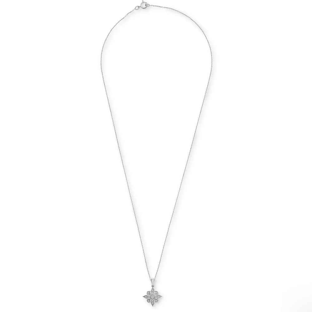 DIAMOND CLUSTER 18" PENDANT NECKLACE (1/10 CT. T.W.) 100% GUARANTEED! - Picture 3 of 4